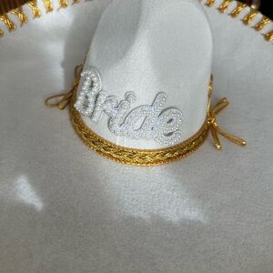 Elegant White and Gold Bride Hat